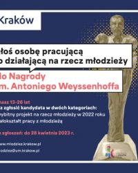 Zgłoś osobę pracującą lub działającą na rzecz młodzieży w Krakowie do Nagrody im. Antoniego Weyssenhoffa!